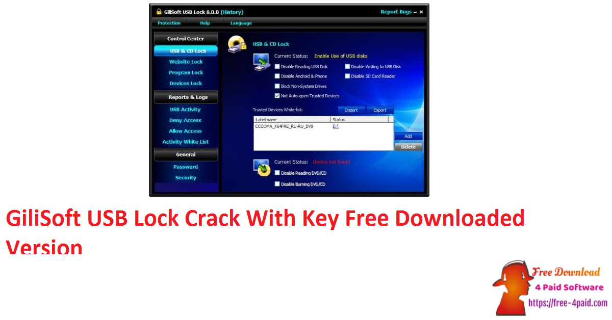 GiliSoft USB Lock Crack With Key Free Downloaded Version