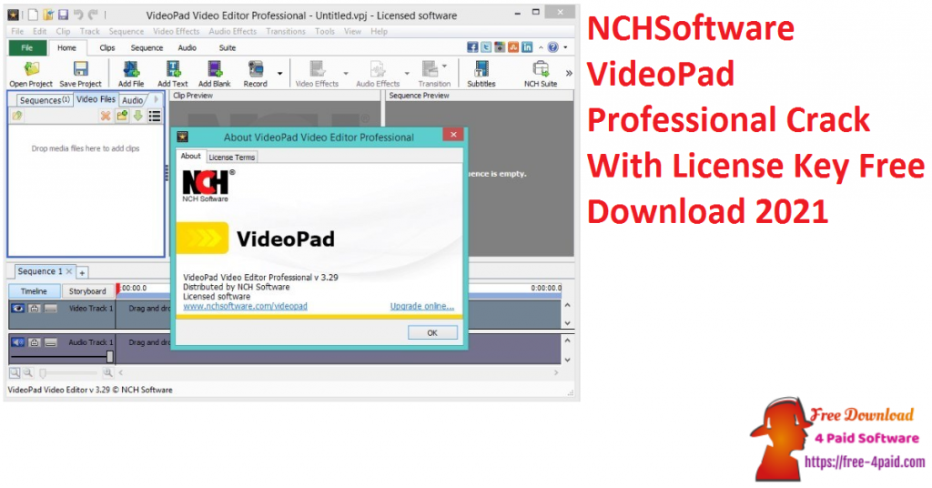 NCHSoftware VideoPad Professional Crack With License Key Free Download 2021