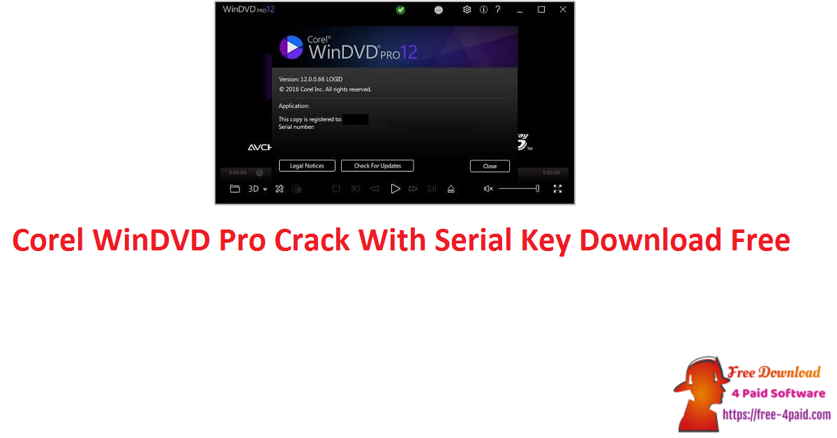 Corel WinDVD Pro Crack With Serial Key Download Free