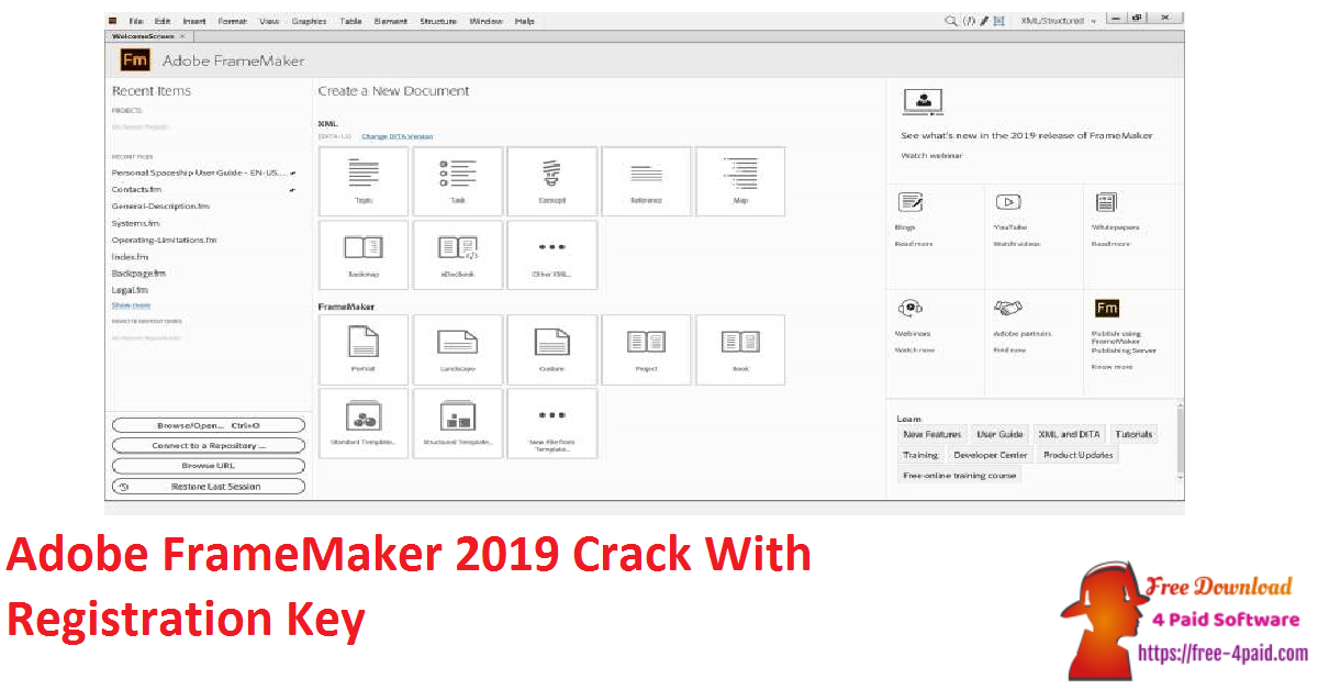 Adobe FrameMaker 2019 Crack With Registration Key