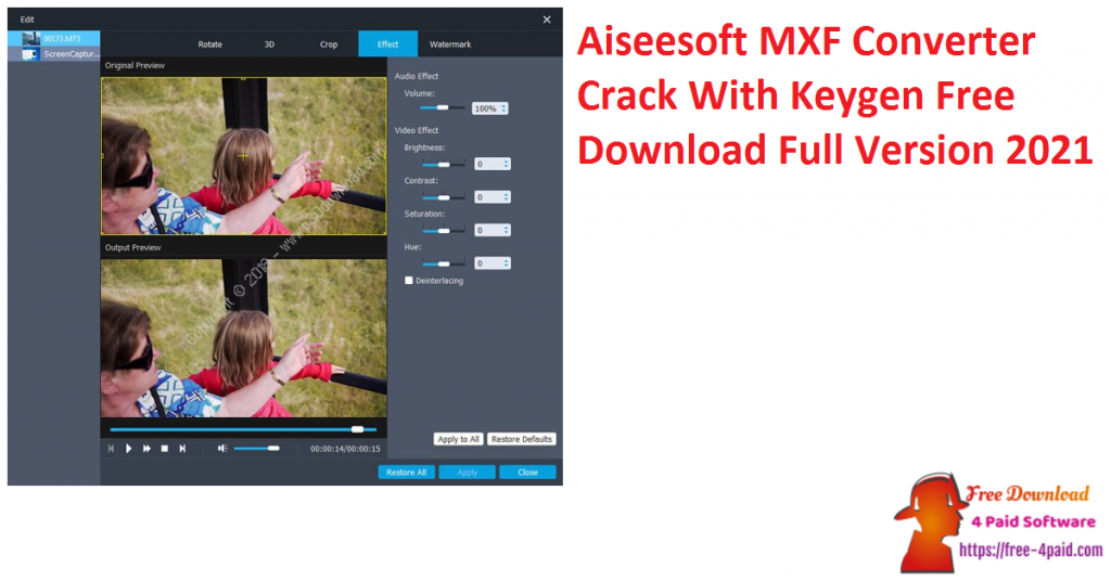 Aiseesoft MXF Converter Crack With Keygen Free Download Full Version 2021
