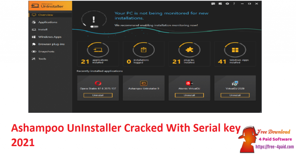 Ashampoo UnInstaller Cracked With Serial key 2021
