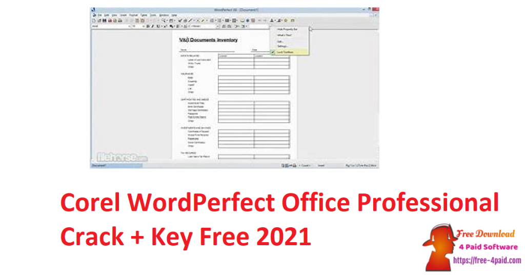 Corel WordPerfect Office Professional Crack + Key Free 2021