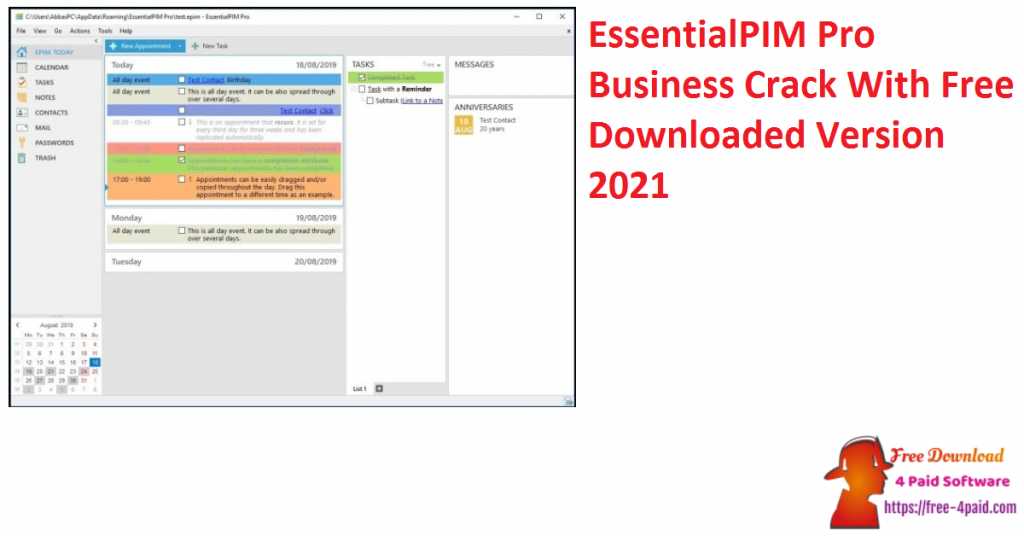 EssentialPIM Pro Business Crack With Free Downloaded Version 2021