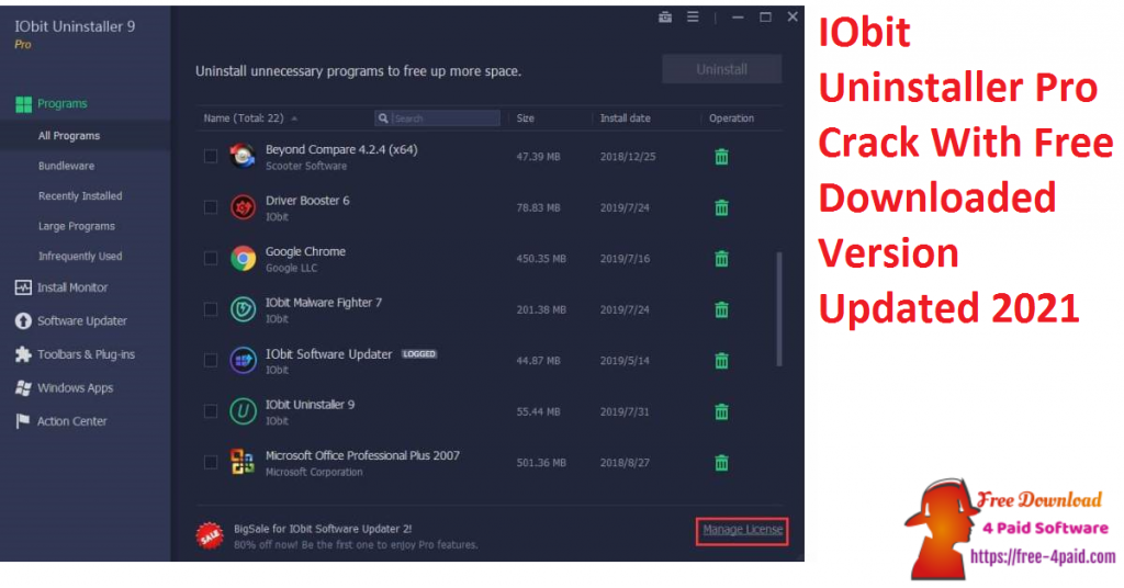 IObit Uninstaller Pro Crack With Free Downloaded Version Updated 2021