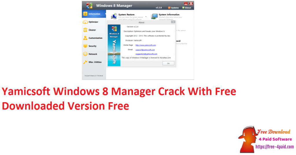 Yamicsoft Windows 8 Manager Crack With Free Downloaded Version Free 
