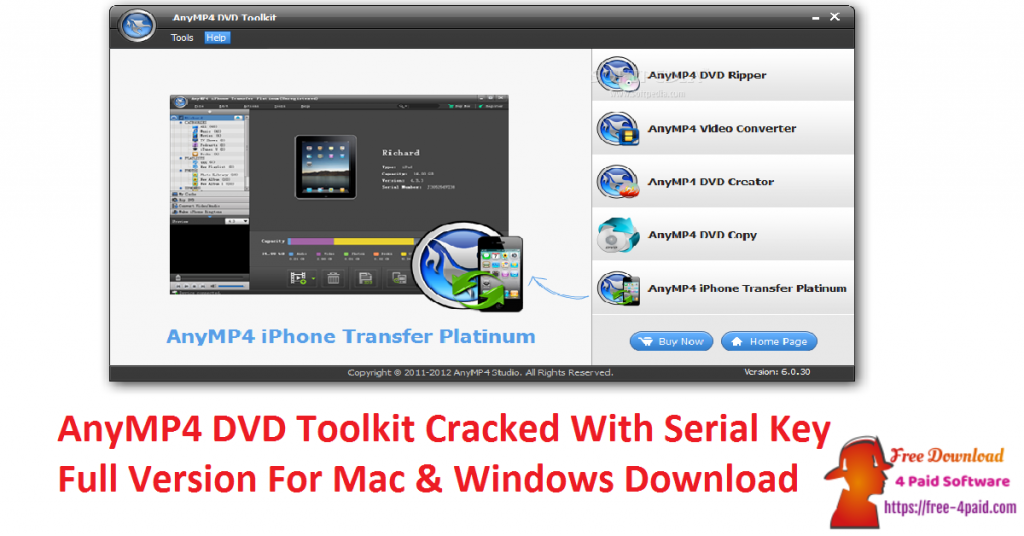 AnyMP4 DVD Toolkit Cracked With Serial Key Full Version For Mac & Windows Download